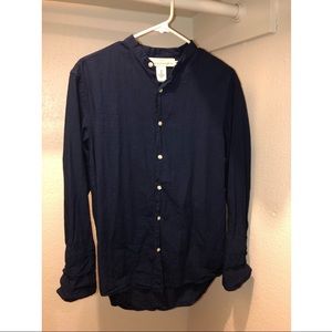 Regular Fit Collarless Henley Shirt